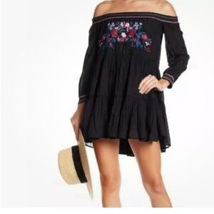 Free people smocked embroidered minidress fully lined medium NWOT